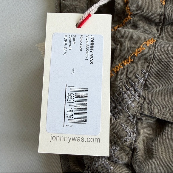Johnny Was Olive Wide Leg Embroidered Floral Pants - Picture 9 of 15